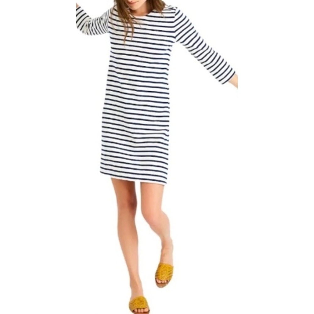 Madewell Dress Womens Medium White Blue Striped 100% Cotton Knit Preppy Nautical
